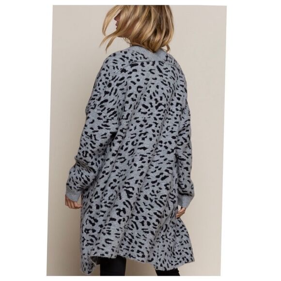 GREY Leopard Cardigan Sweater - Picture 10 of 11